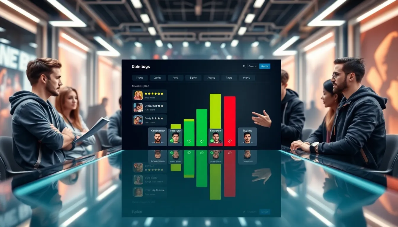 dashboard showing Honor of Kings ranking system with players strategizing.