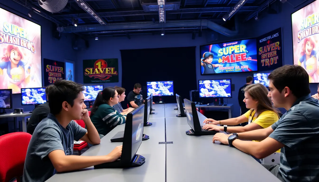 gamers competing in a Super Smash Bros Melee tournament.