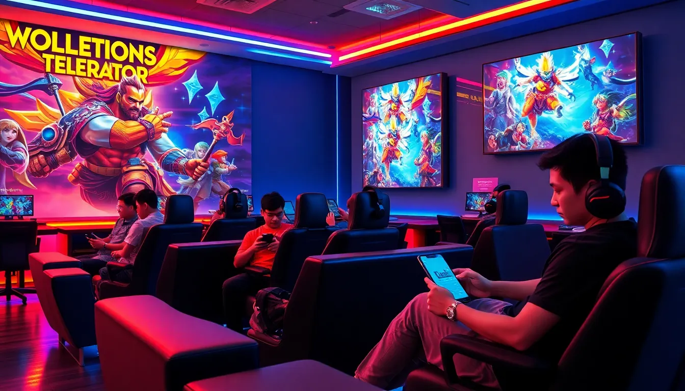 diverse gamers engaging with Glory of Kings in a modern lounge.